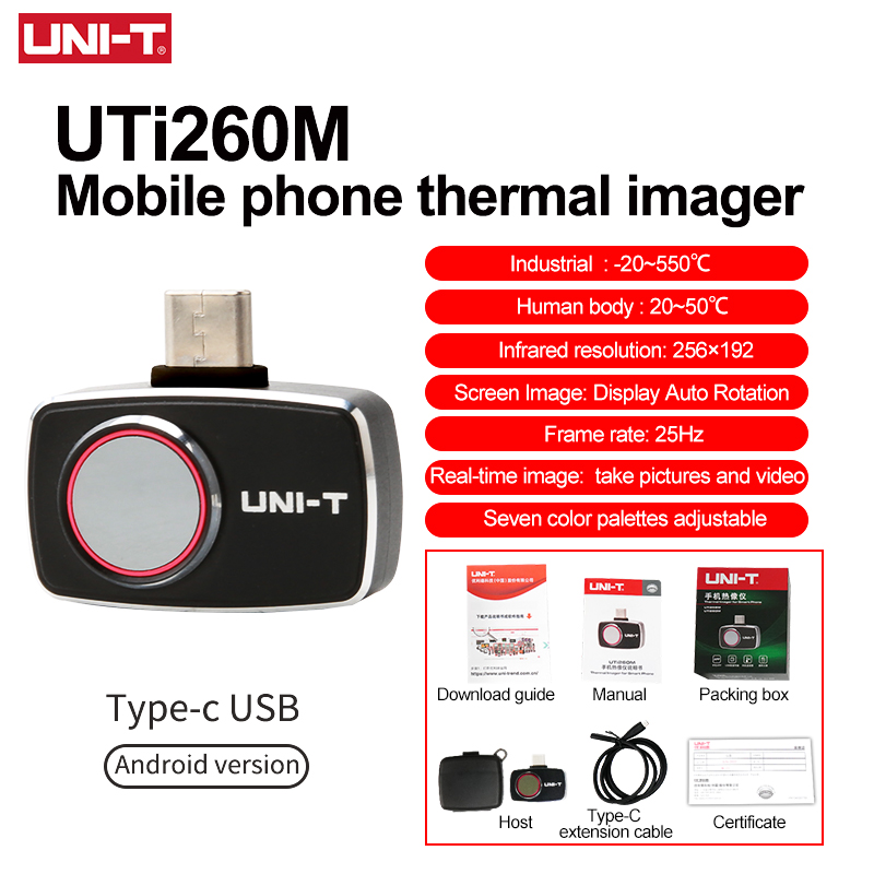 Thermal Imaging Camera 256X192 - UNI-T Cep Telefonu İçin Termal Kamera